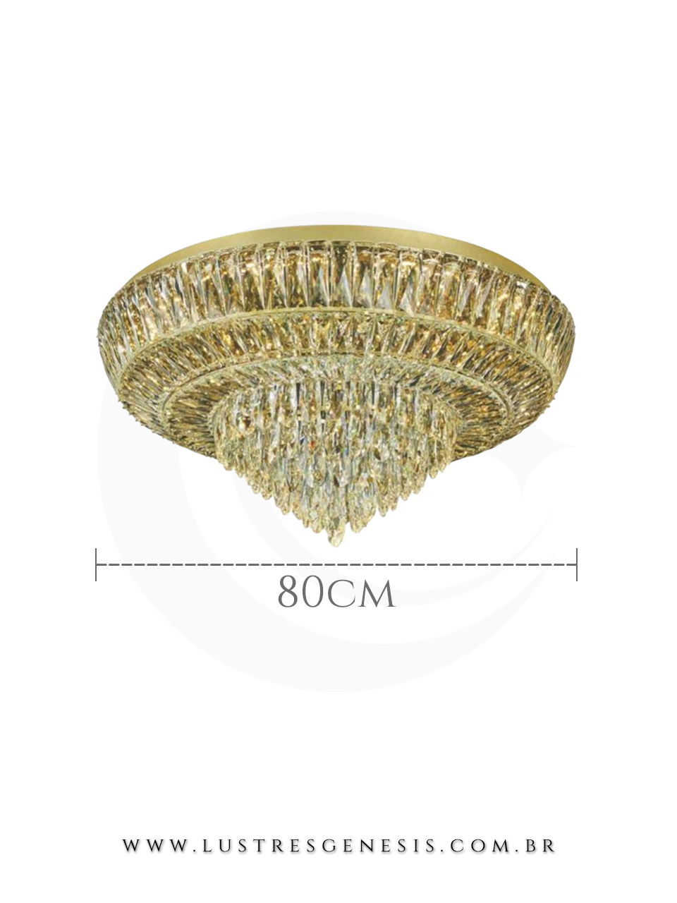 Lustre Plafon Berlin de Cristal Redondo Ø80cm Cromado Lustres Gênesis Site online venda de Lustres e Iluminação